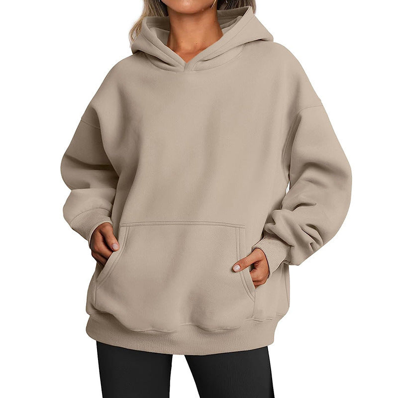 Basic Thick Solid Color Pullover Hoodie